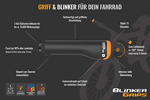 BlinkerGrips Fahrradblinker Serie II Fahrradgriff mit Blinker schwarz Universal - 11