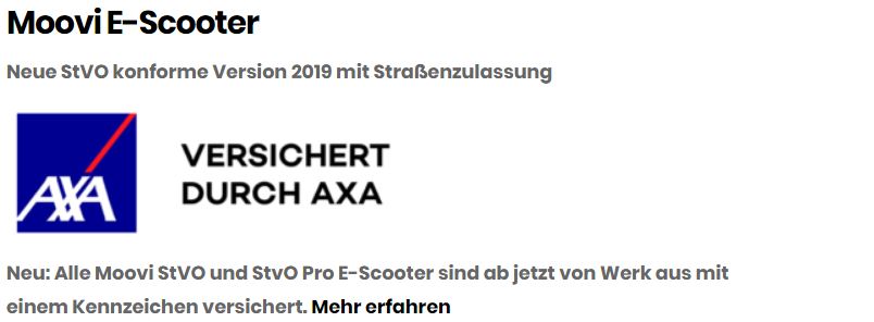 Alle Moovi E-Scooter Versicherung