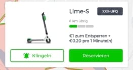 E-Scooter Lime App wenig Akku