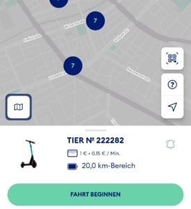 TIER App E-Scooter auswählen