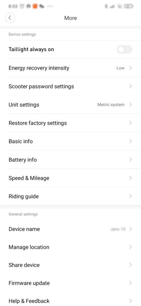 Xiaomi Mi Scooter 1S Test - App Einstellungen